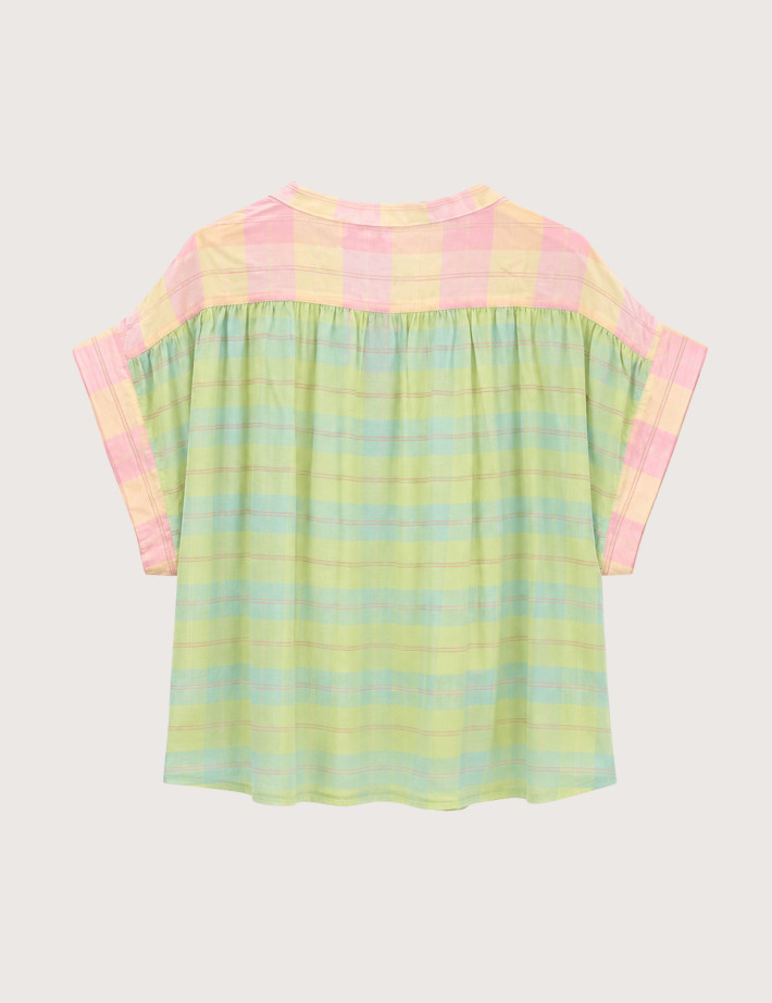 Adoré Chemise Femme Manches Courtes Avelon Bleu Jaune - 2