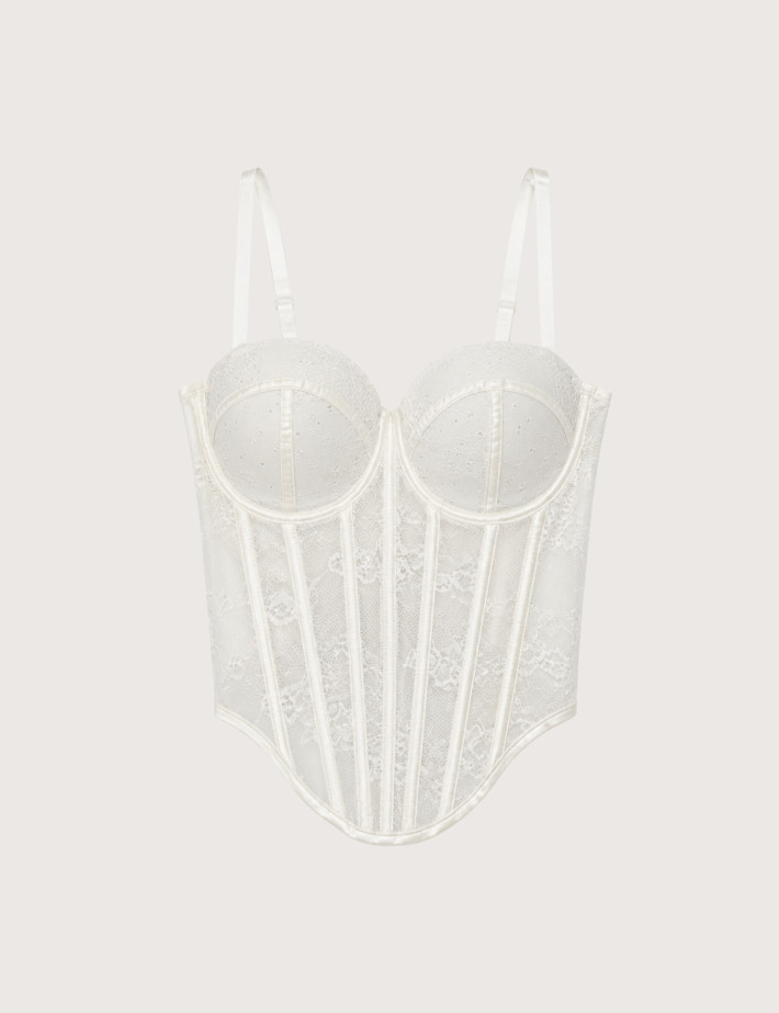 TW3 Top Corset Dentelle Blanc à Strass