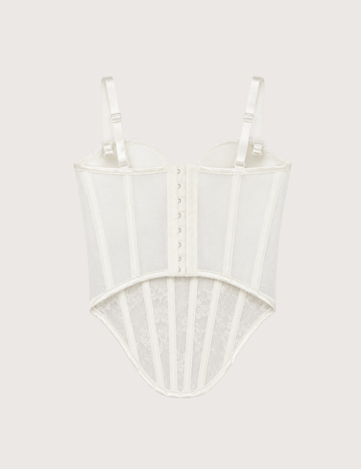 TW3 Top Corset Dentelle Blanc à Strass - 2