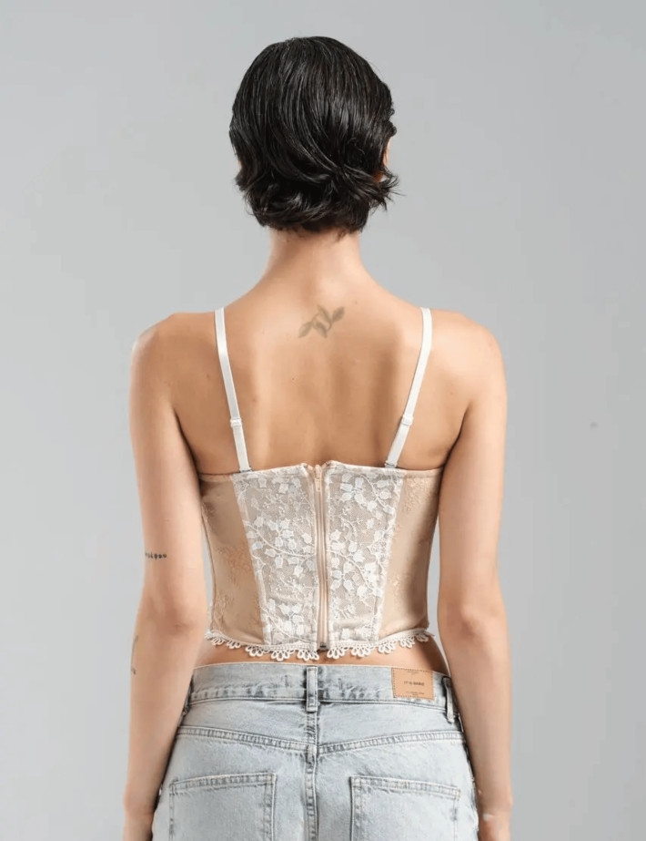 TW3 Top Corset Nude Dentelle Blanc - 2