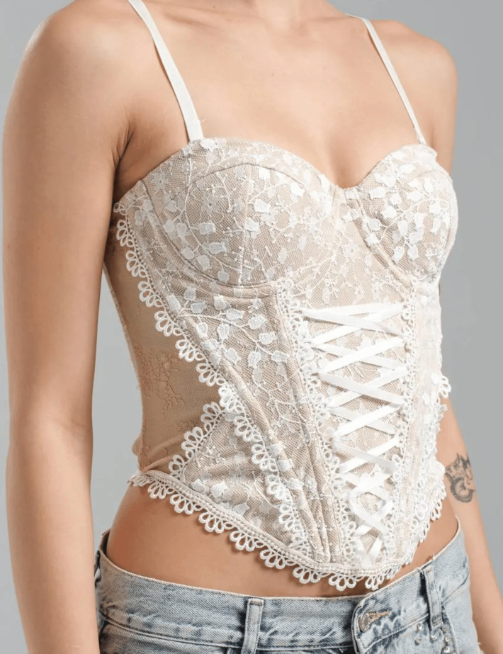 TW3 Top Corset Nude Dentelle Blanc - 4