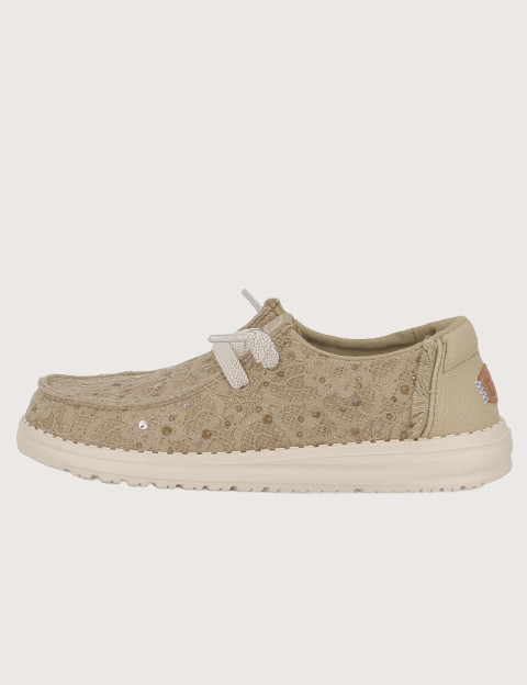 Hey Dude Chaussures Femme Wendy en Toile Sequins Beige