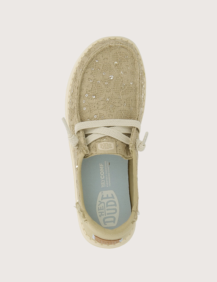 Hey Dude Chaussures Femme Wendy en Toile Sequins Beige - 5