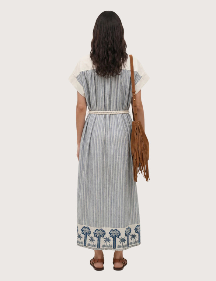 Adoré Robe Longue Zephyr à Rayures Marron - 2