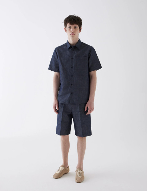 Unity Chemise Homme Manches Courtes Arrow Lin Bleu Jean - 6