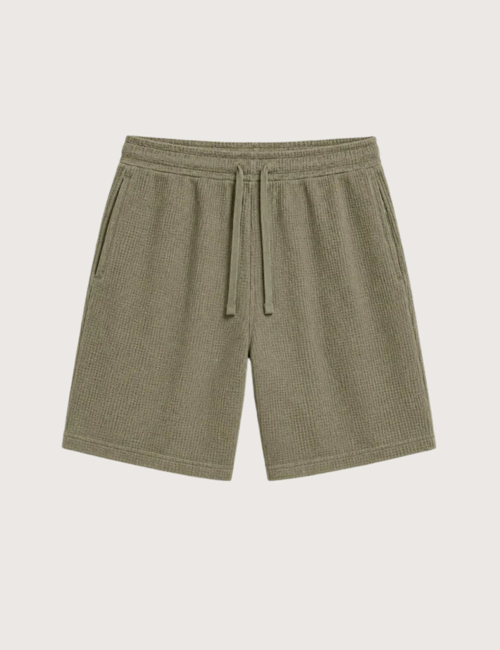 SWEET PANTS Short Waffle Nid D'Abeille Kaki