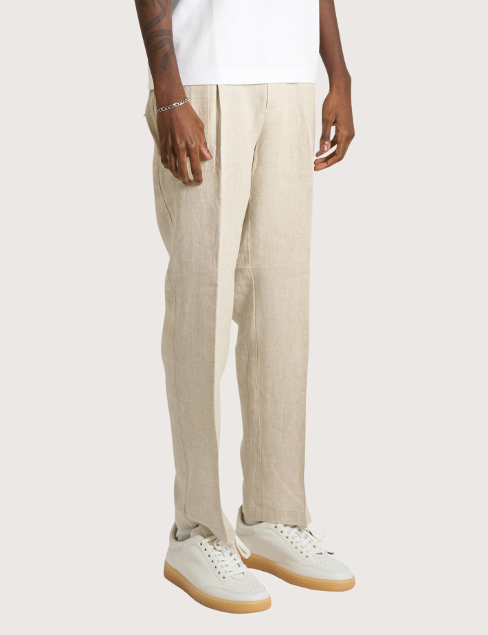 SEINSE Pantalon Chino Homme Lin Beige - 4