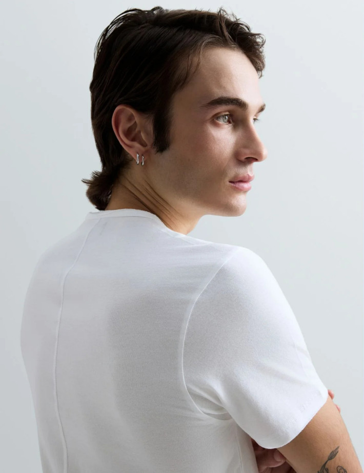 REPLAY T-Shirt Homme Manches Courtes Regular Col V New Blanc - 8