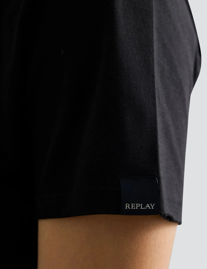 REPLAY T-Shirt Homme Manches Courtes Regular New Noir - 5