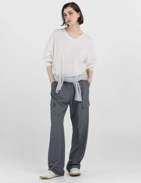 REPLAY T-Shirt Femme Manches Longues Oversize Ecru - 3