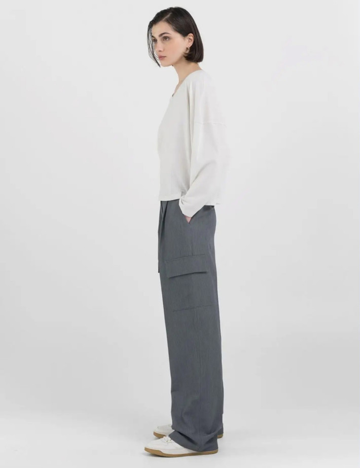 REPLAY T-Shirt Femme Manches Longues Oversize Ecru - 5