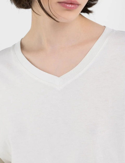 REPLAY T-Shirt Femme Manches Longues Oversize Ecru - 6