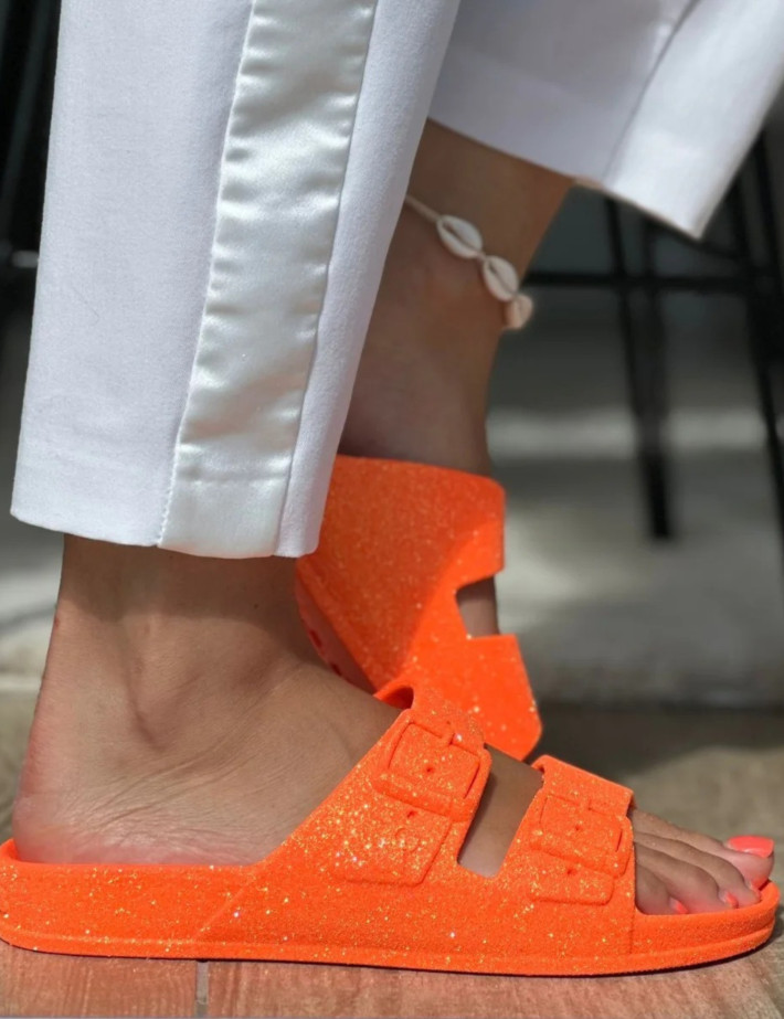 CACATOES Sandales Enfant Neon Orange Fluo - 3