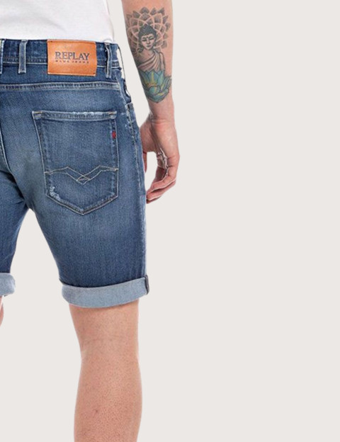 REPLAY Short en Jean Homme Bleu Moyen 434 - 8