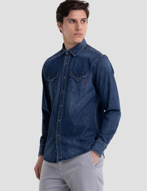 REPLAY Chemise Homme Denim Dark Blue - 4