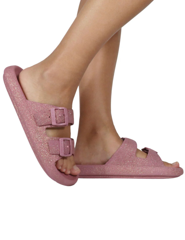 CACATOES Sandales Femme Réglables Jessy Rose Pailleté - 3