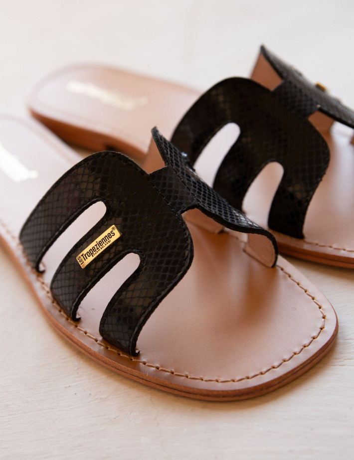 LES TROPEZIENNES Mules Hadamia Noir Serpent