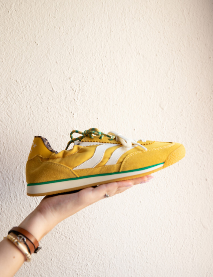 Maripé Baskets Femme Double Bande Vert Jaune - 11