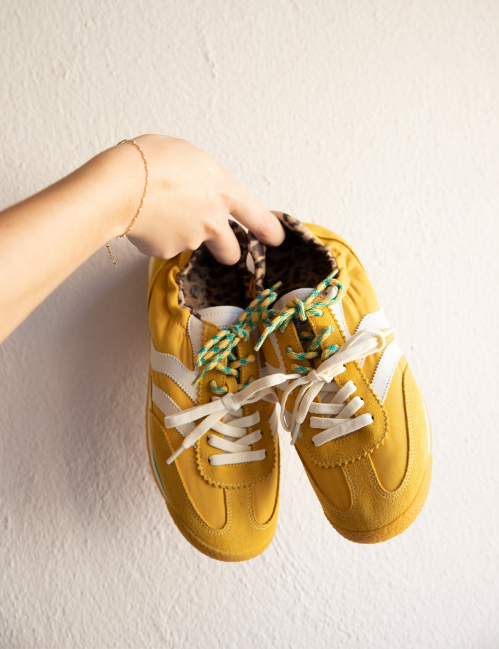 Maripé Baskets Femme Double Bande Vert Jaune - 12