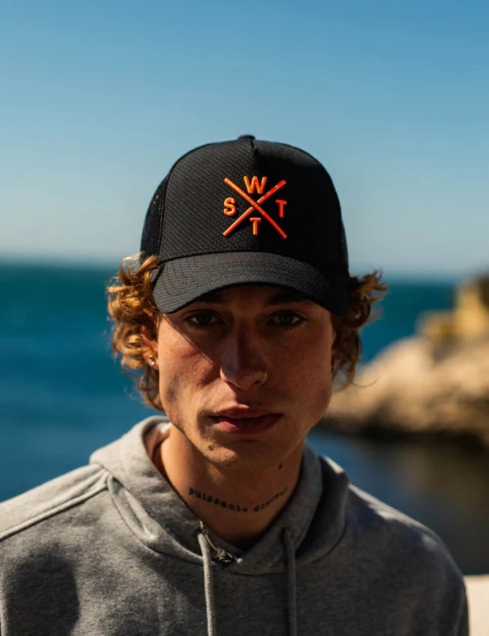 WATTS Casquette Trucker Tribe Noir Logo Orange Fluo - 2