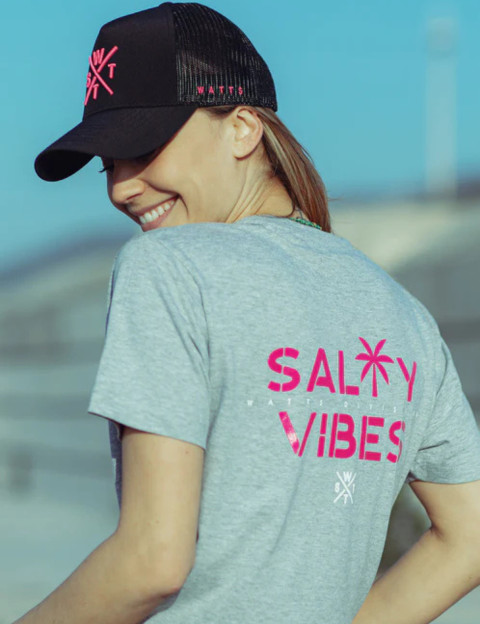 WATTS Casquette Trucker Tribe Noir Logo Rose Fluo - 2