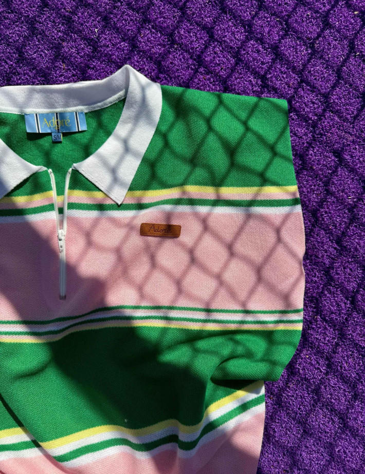 Adoré Pull Femme Sans Manches Zoé à Rayures Vert Rose - 8