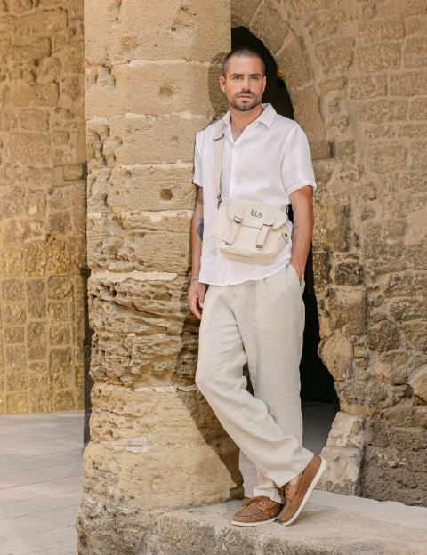 SEINSE Pantalon Chino Homme Lin Beige - 10