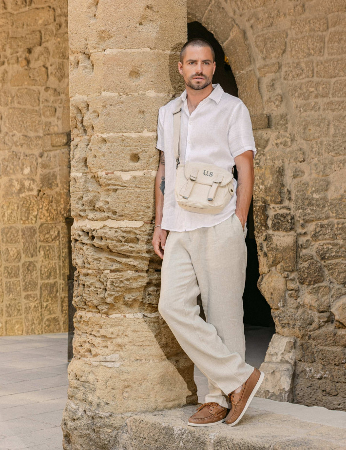 SEINSE Pantalon Chino Homme Lin Beige - 10