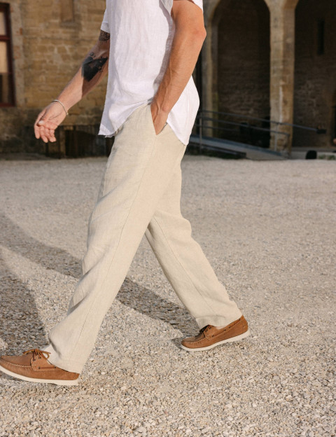 SEINSE Pantalon Chino Homme Lin Beige - 11