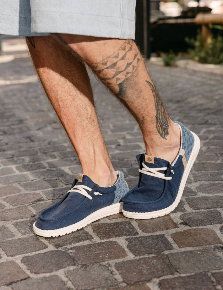 Hey Dude Chaussures Homme en Toile Wally Funk Summer Stich Marine - 7