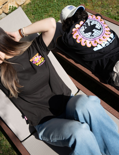 Natif T-Shirt Unisexe Loose Worldwide Surf Noir - 4