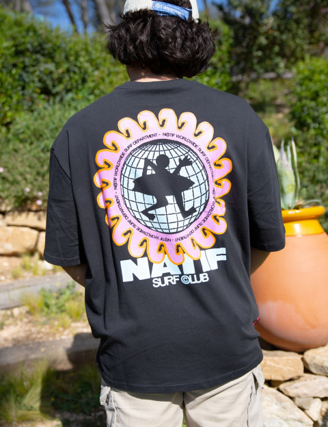 Natif T-Shirt Unisexe Loose Worldwide Surf Noir - 3