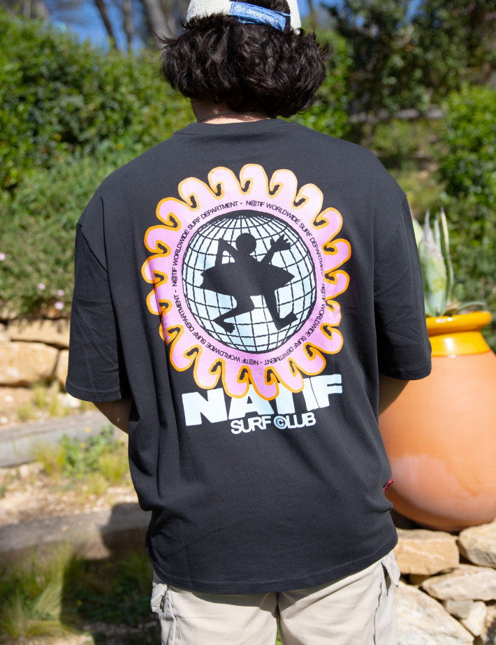 Natif T-Shirt Unisexe Loose Worldwide Surf Noir - 3