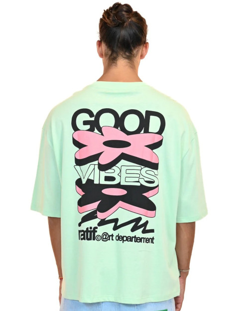 Natif T-Shirt Unisexe Good Vibes Art Vert - 3