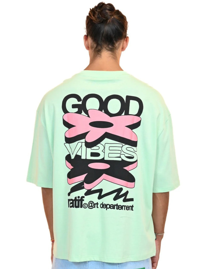 Natif T-Shirt Unisexe Good Vibes Art Vert - 3