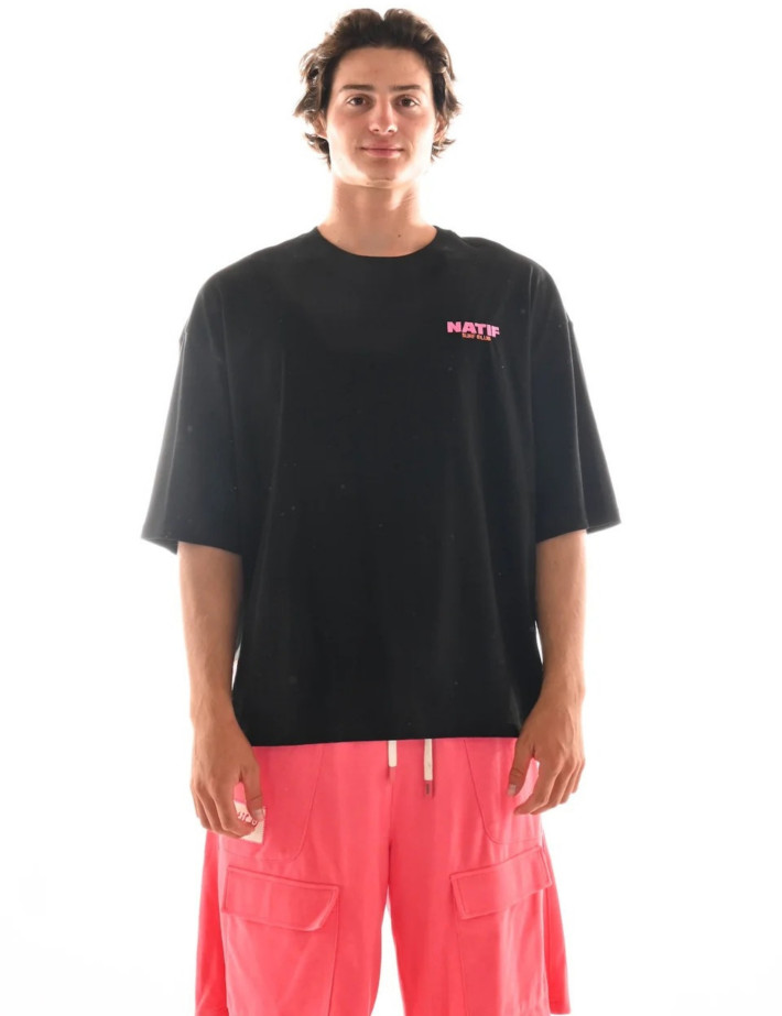 Natif T-Shirt Unisexe Loose Worldwide Surf Noir - 5