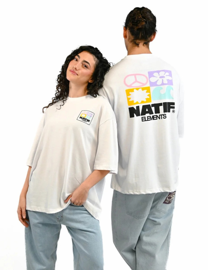 Natif T-Shirt Unisexe Loose Element 26 Blanc - 4