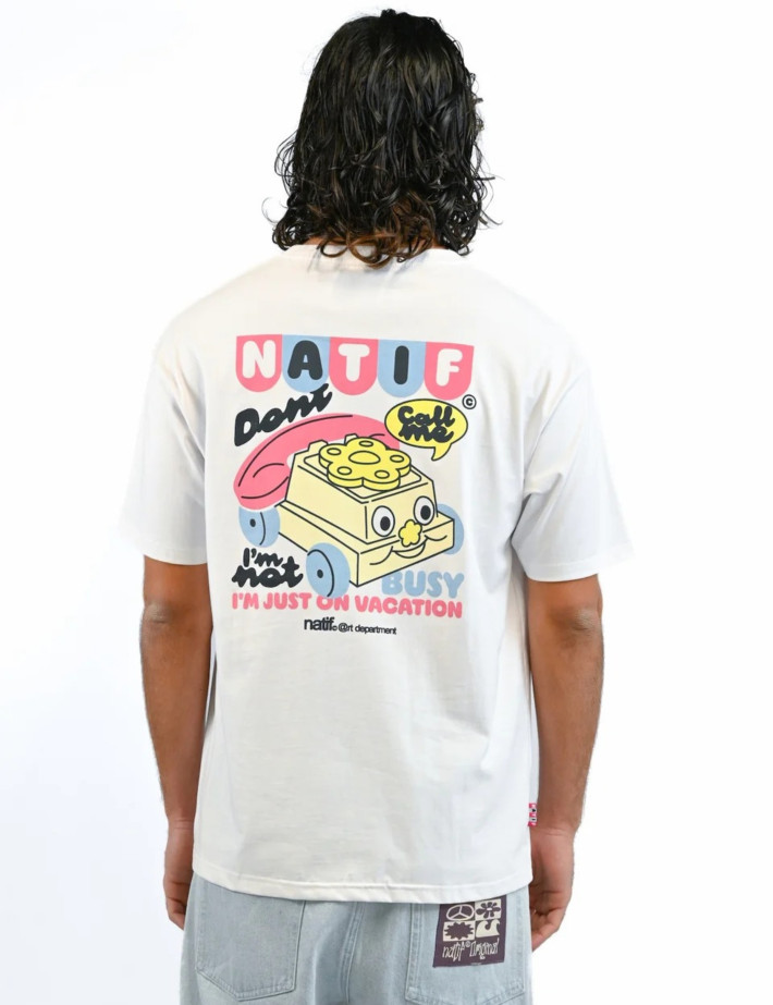 Natif T-Shirt Unisexe Just On Vacation Blanc - 5