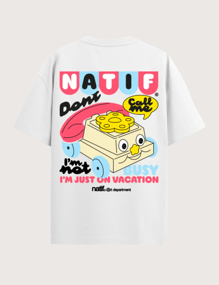Natif T-Shirt Unisexe Just On Vacation Blanc - 4