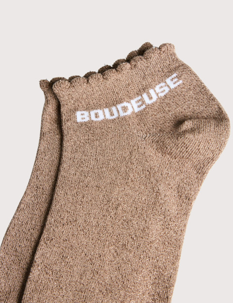 PIECES Chaussettes Courtes Glitter Sebby Beige Boudeuse - 2