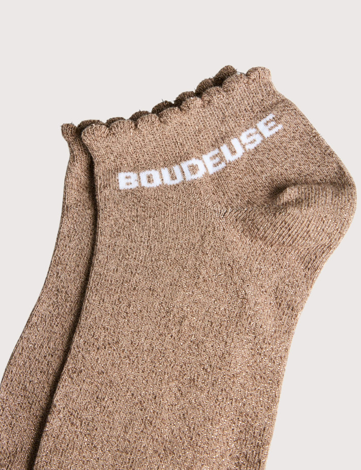 PIECES Chaussettes Courtes Glitter Sebby Beige Boudeuse - 2
