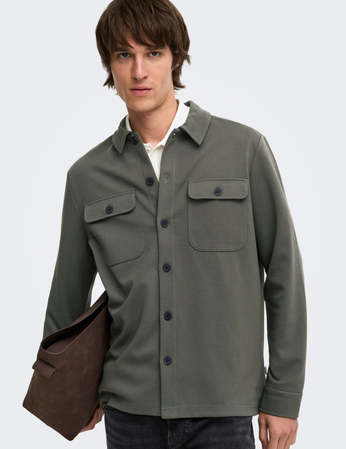 Only & Sons Surchemise Homme Newkodyl Kaki Foncé - 4