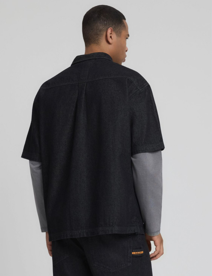 REPLAY Chemise Homme en Jean Coupe Droite Noir Délavé Inc.