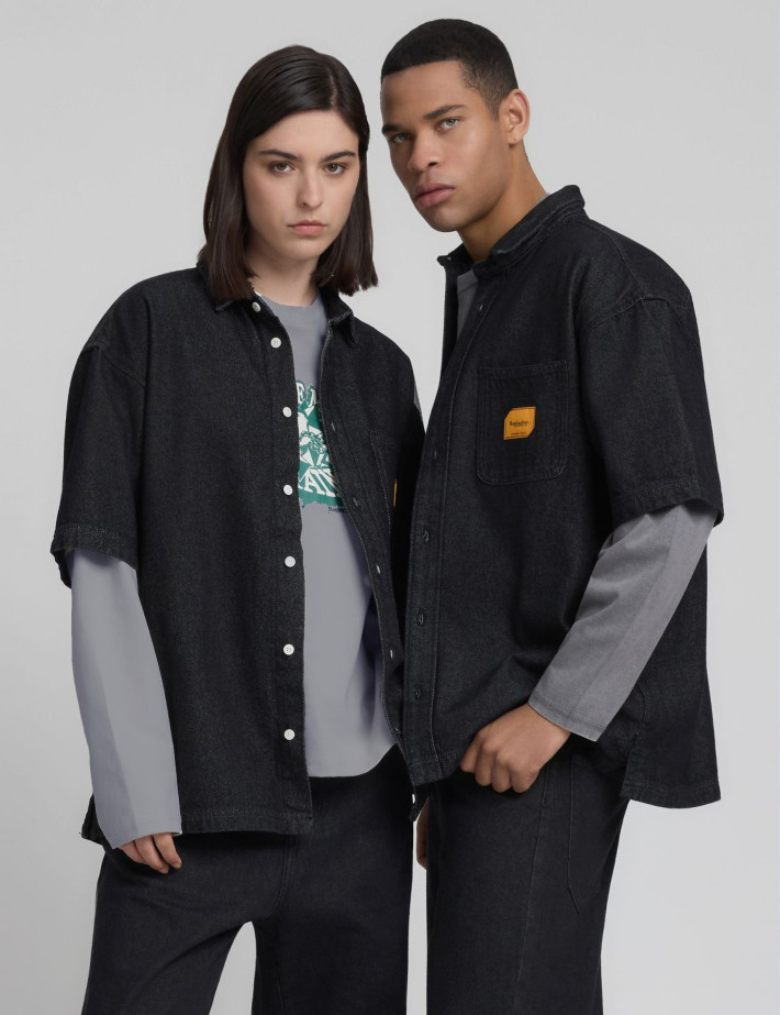 REPLAY Chemise Homme en Jean Coupe Droite Noir Délavé Inc. - 2