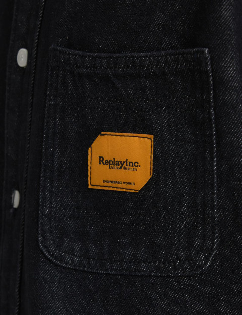 REPLAY Chemise Homme en Jean Coupe Droite Noir Délavé Inc. - 5