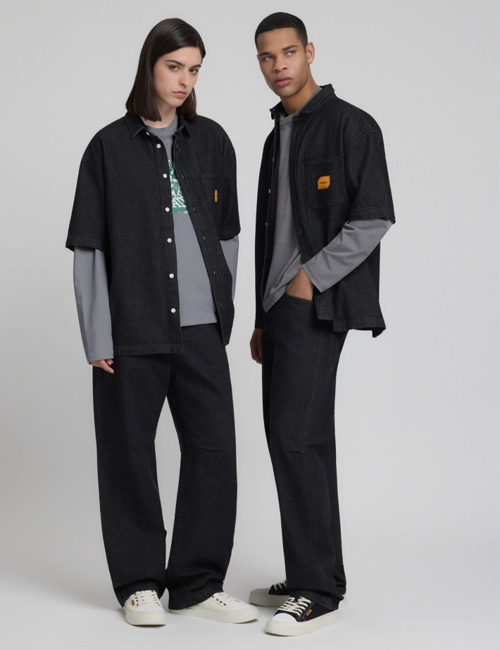 REPLAY Chemise Homme en Jean Coupe Droite Noir Délavé Inc. - 7