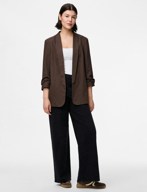 PIECES Blazer Bosella Manches 3/4 Marron Rayé - 6