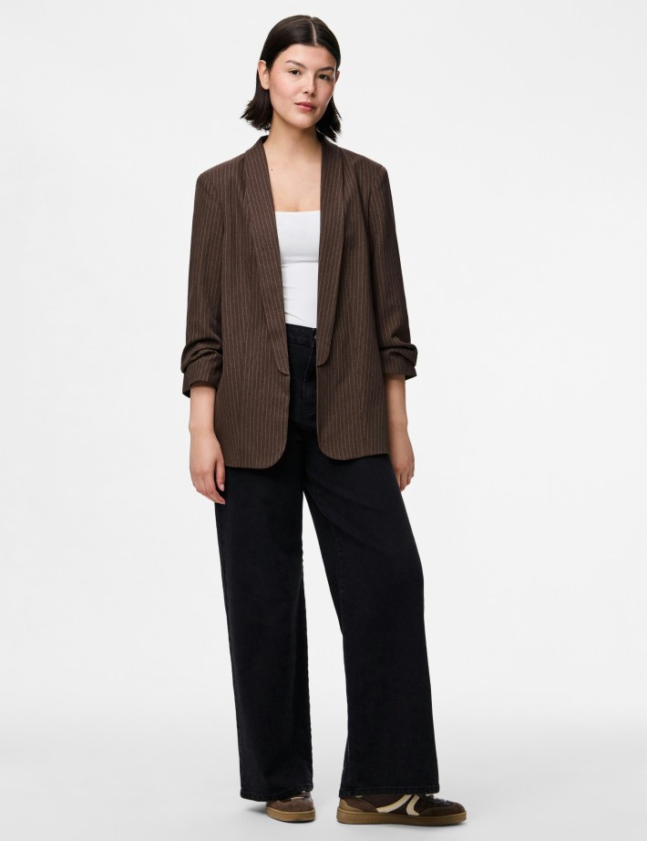 PIECES Blazer Bosella Manches 3/4 Marron Rayé - 6