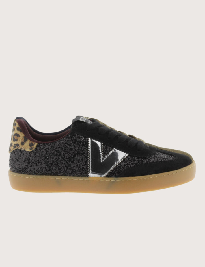 VICTORIA Baskets Basses Bi-Matière Femme Berlin Ciclista Glitter Noir