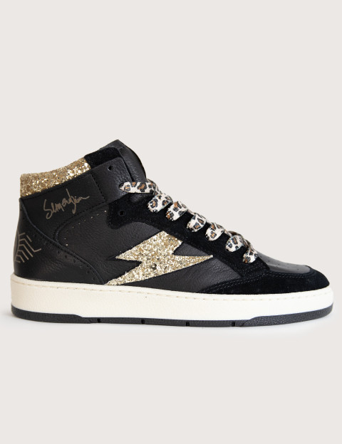SEMERDJIAN Baskets Montantes Braga E128 Noir Paillettes Doré